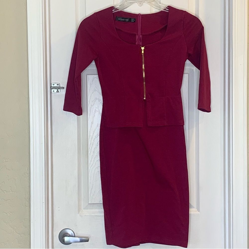 Homeyee Magenta Gold Zip Dress Size Small